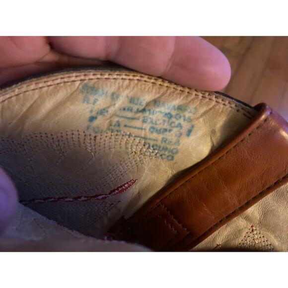 Vtg custom exotic cowboy boots full quill ostrich accents stitch approx mens 9